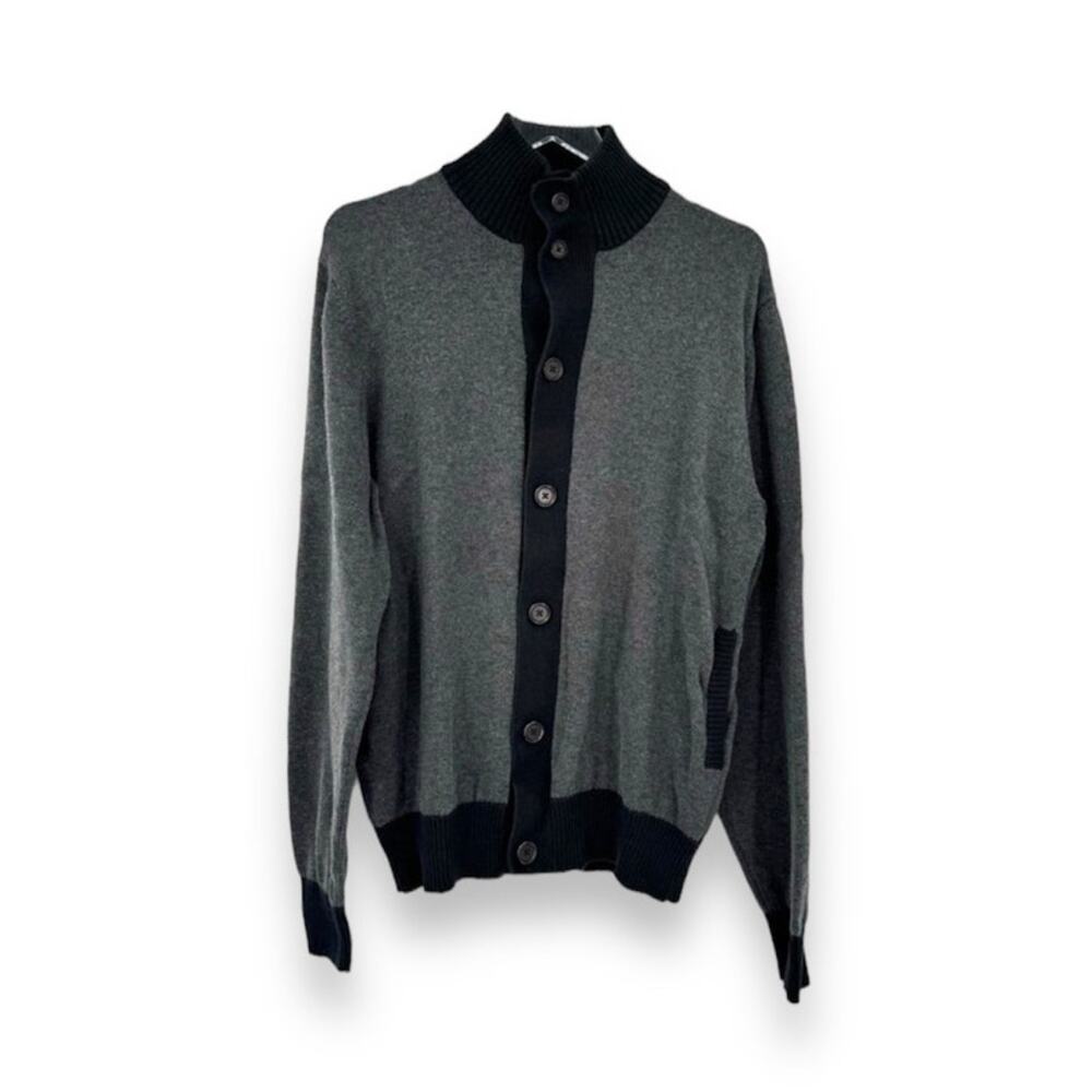 Carbon 2 Cobalt sweater men's L wool blend button front elbow patches cardigan